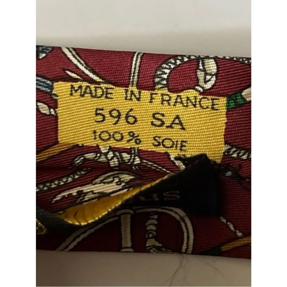 Vintage Hermes Burgundy Silk Tie